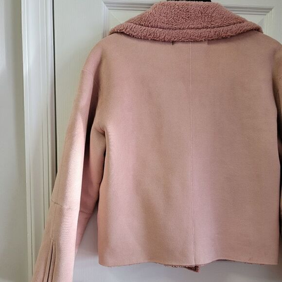 ZARA Pink Shearling Faux Suede Jacket XS - Picture 9 of 11